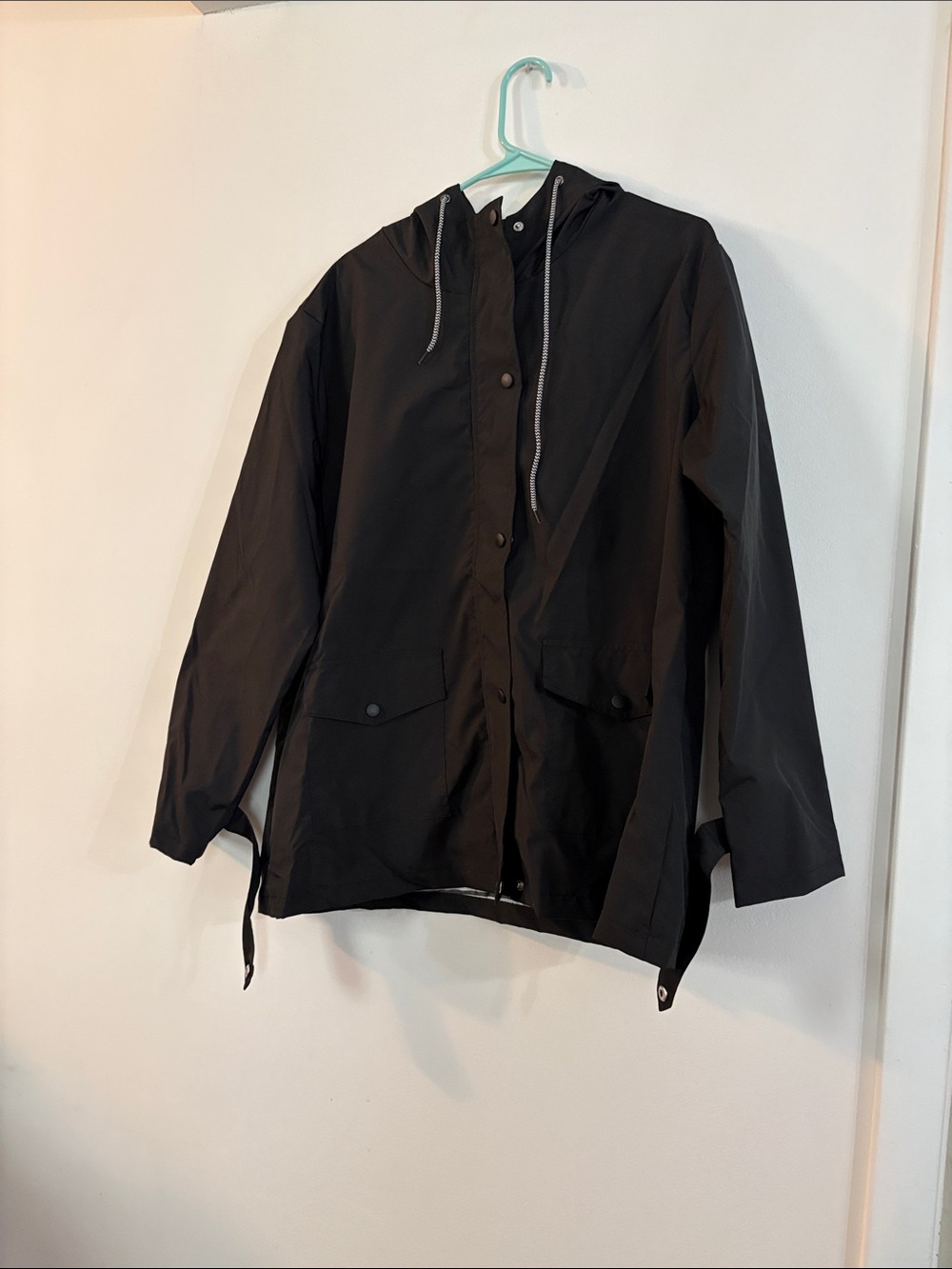 Black Hooded Rain Jacket